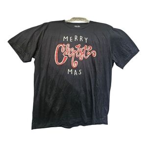 Texas True Threads Black, Red Glitter, White Merry Christ mas Tee Size XL